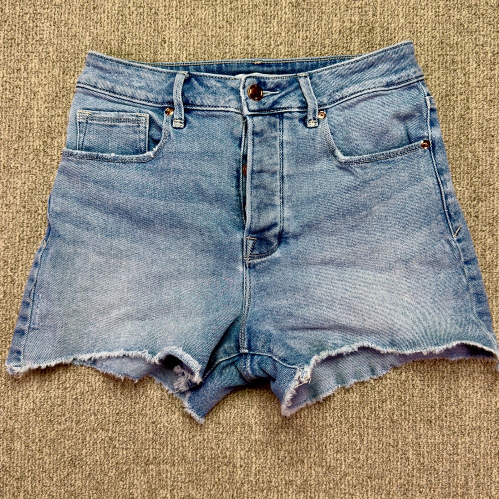 Good American Good Waist Cutoff Denim Shorts Women Size 4/27 High Rise Blue